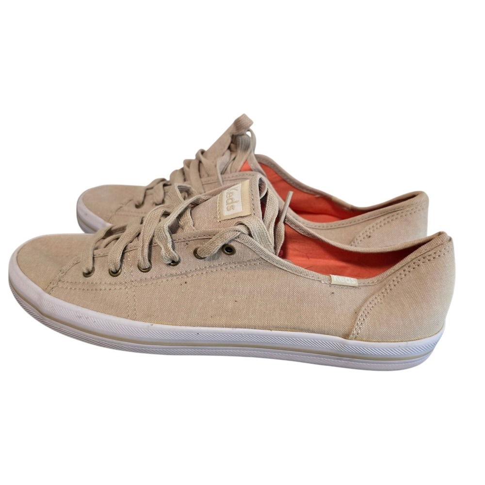 Keds Women's Size‎ 10.0 Cream Canvas Sneakers Lace Up Casual Comfort Shoes